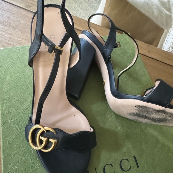 Gucci Black Heels with Thin Straps and High Stiletto Heel - Picture 5 of 10
